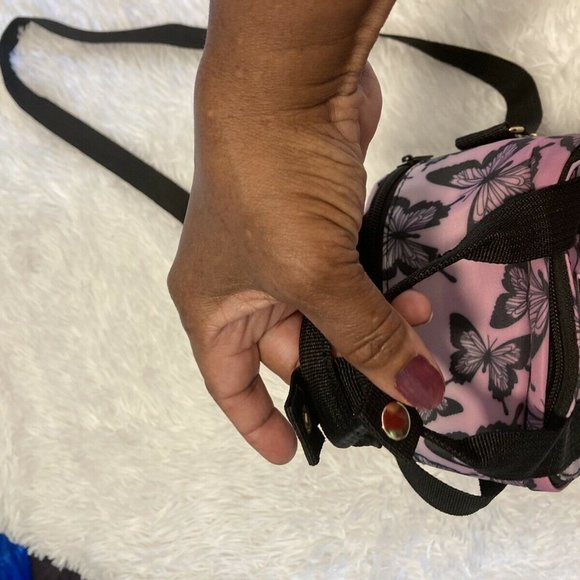 🎉Mini Purse Pink Butterfly Nylon Adjust Strap Crossbody Bag - Picture 9 of 10